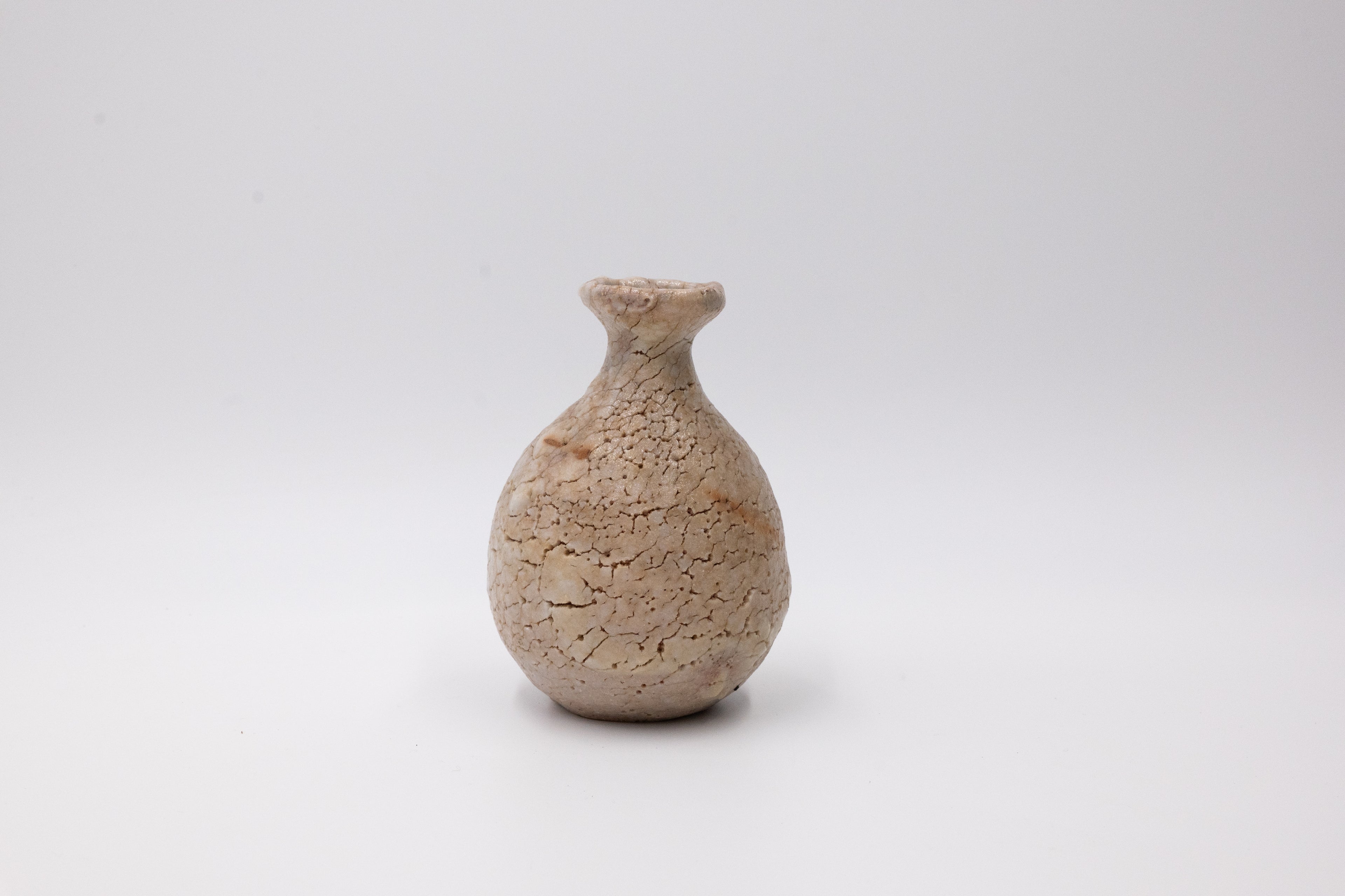 Vintage Japanese Shino Sake Bottle & Mini Vase