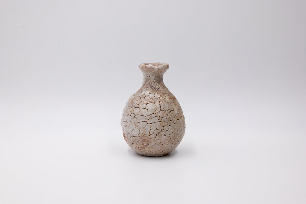 Vintage Japanese Shino Sake Bottle & Mini Vase