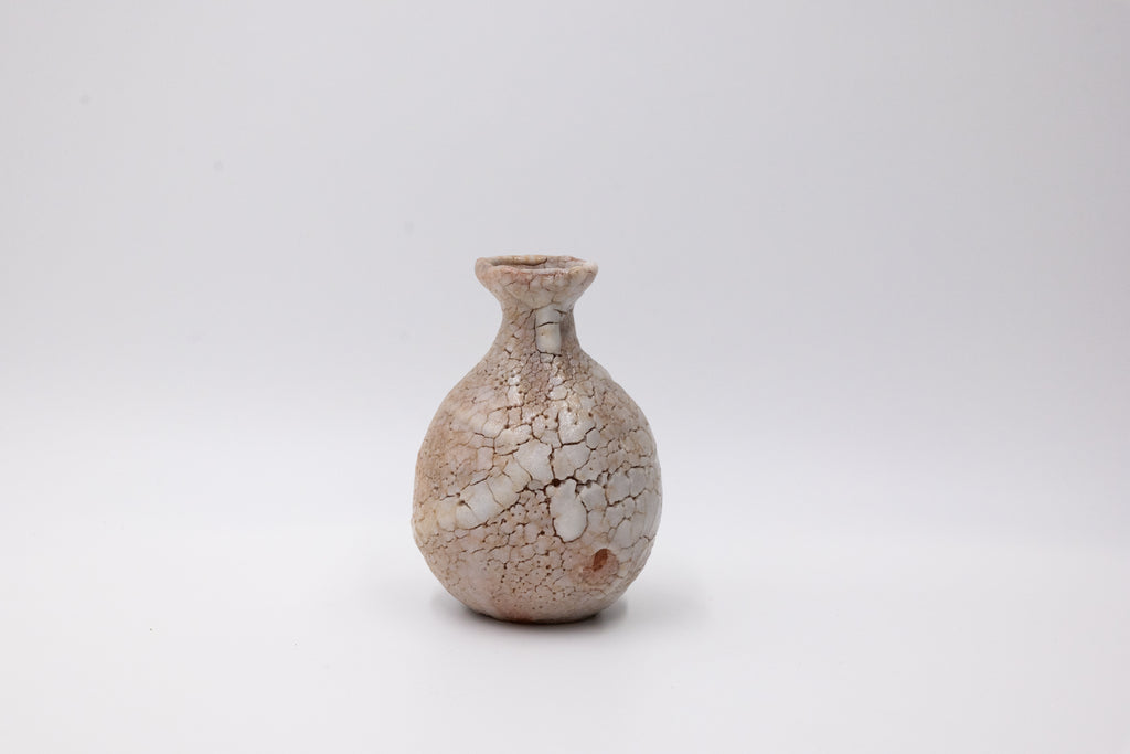 Vintage Japanese Shino Sake Bottle & Mini Vase