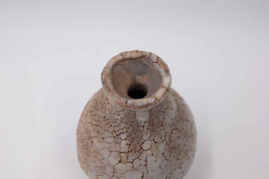 Vintage Japanese Shino Sake Bottle & Mini Vase