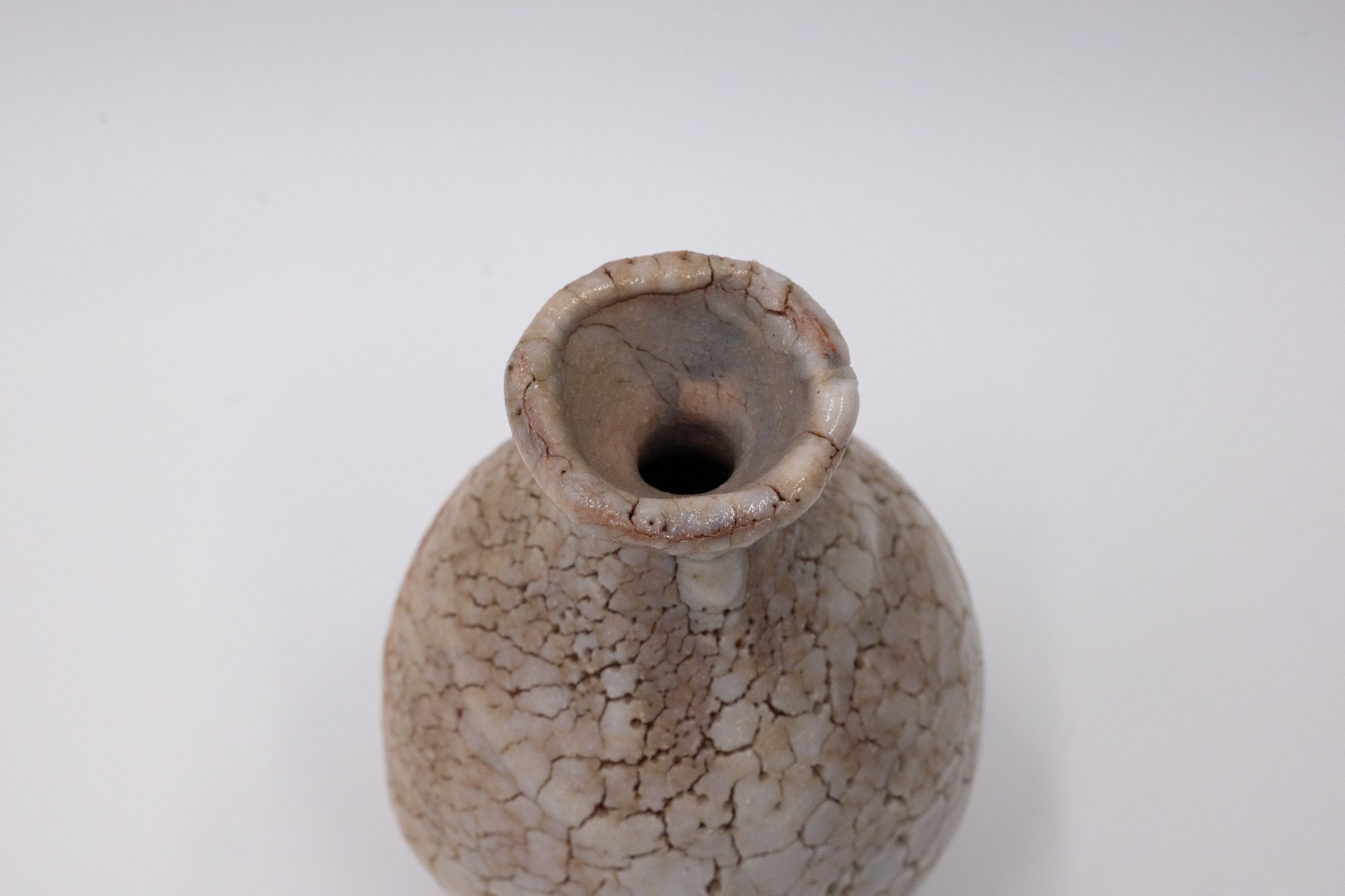 Vintage Japanese Shino Sake Bottle & Mini Vase