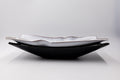 Vintage Japanese Sculptural Serving Platters - Black & White Pair