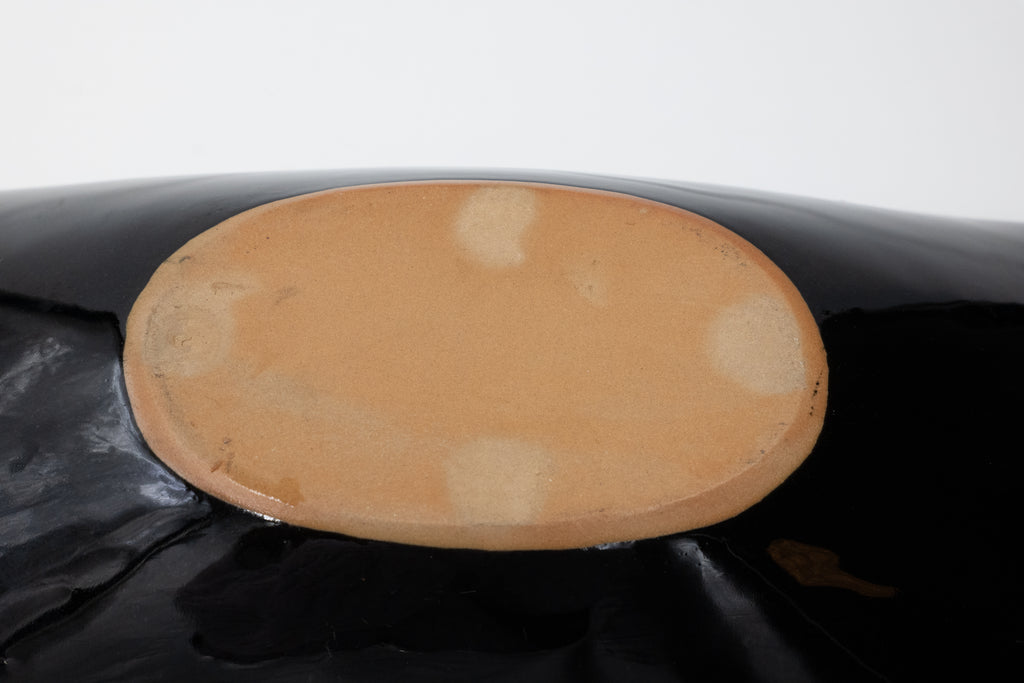 Vintage Japanese Sculptural Serving Platters - Black & White Pair