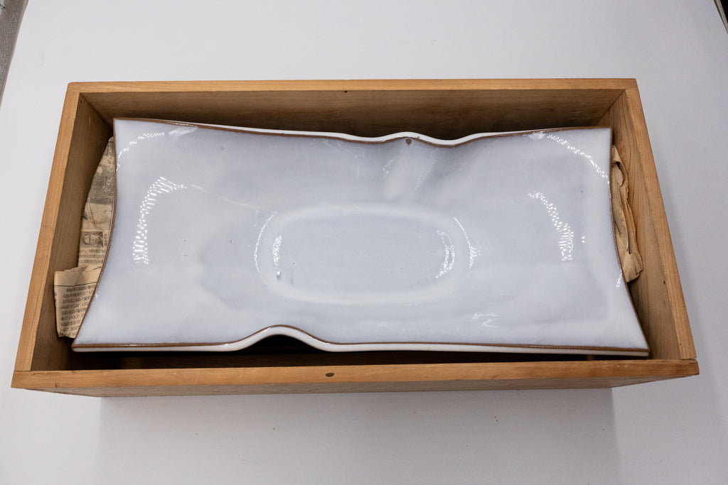 Vintage Japanese Sculptural Serving Platters - Black & White Pair