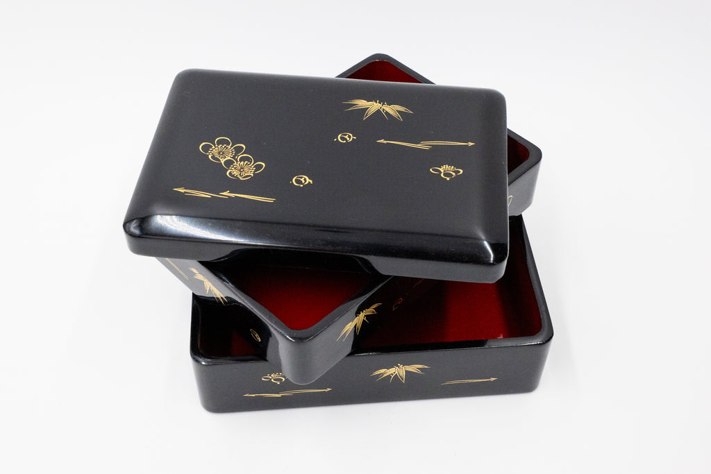 Vintage Japanese Lacquerware Jubako (lunch box) – Black & gold