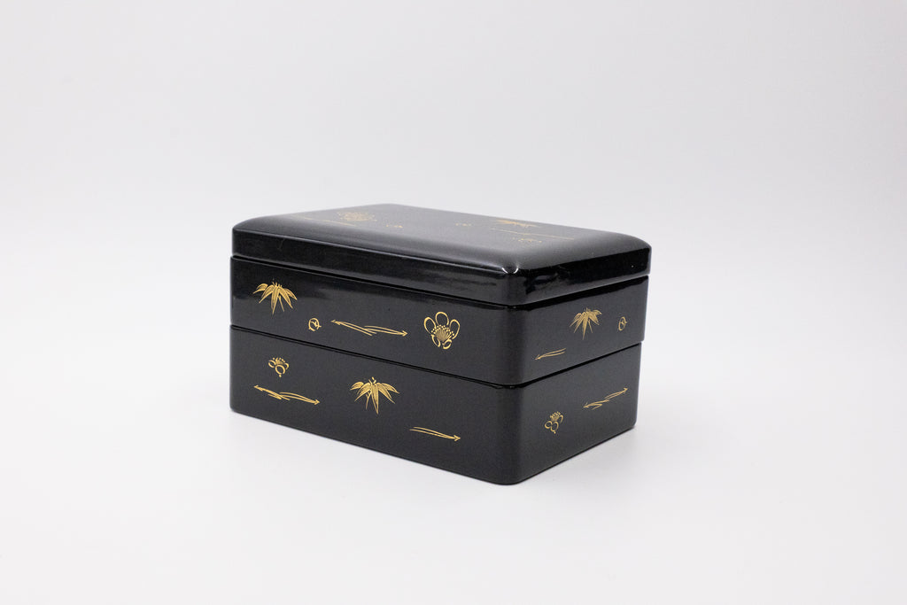 Vintage Japanese Lacquerware Jubako (lunch box) – Black & gold