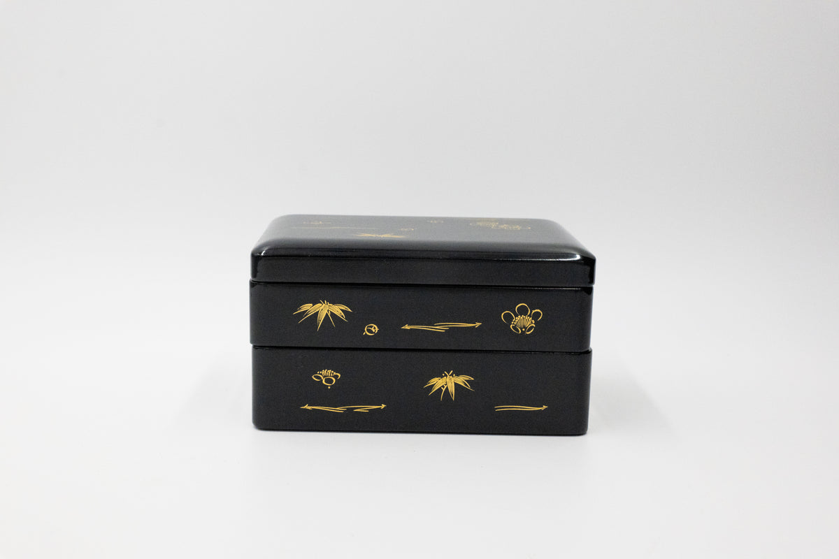 Vintage Japanese Lacquerware Jubako (lunch box) – Black & gold