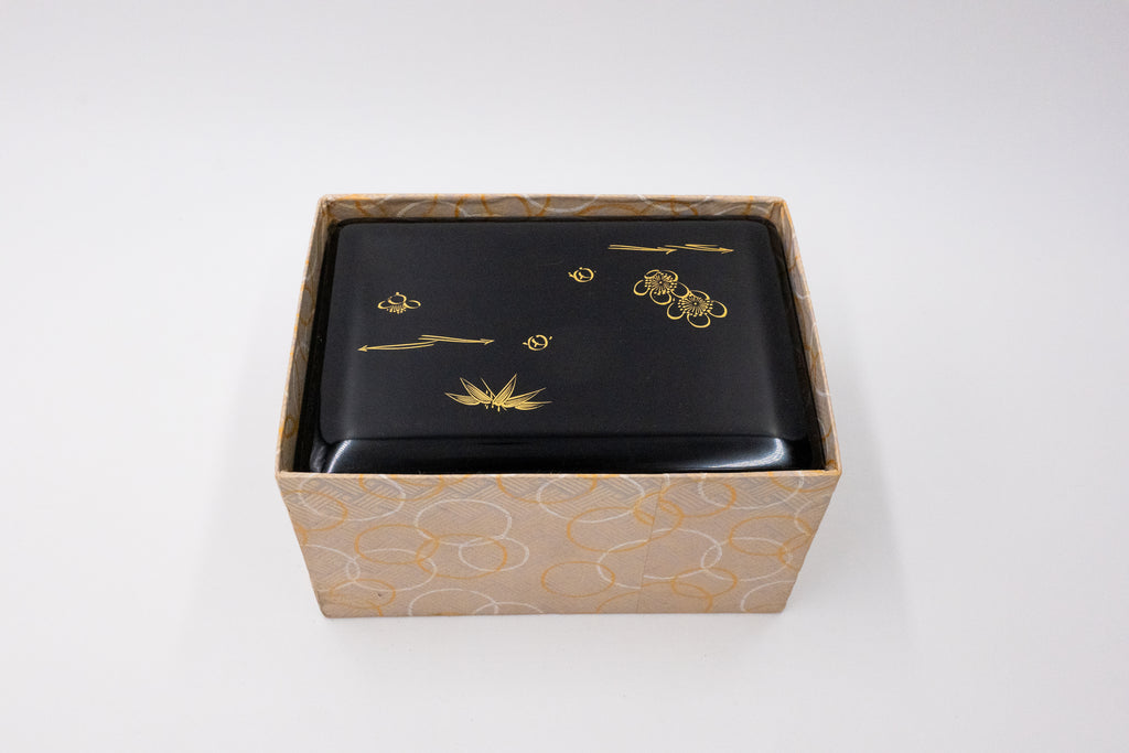 Vintage Japanese Lacquerware Jubako (lunch box) – Black & gold