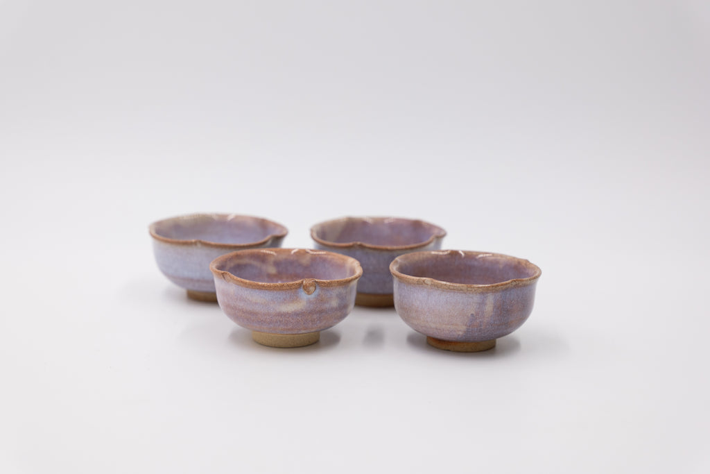 Vintage Hagi Ware Small Tea Cups – Set of Four
